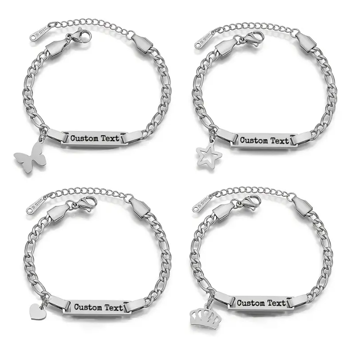 PG14 - Personalized Titanium Steel Name Bracelet With Charm